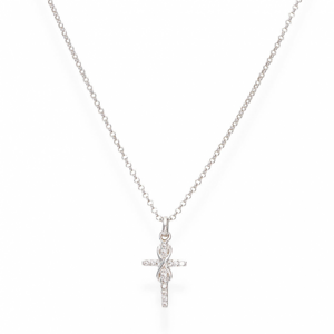 AMEN stříbrný náhrdelník křížek s nekonečnem CLCRINBB