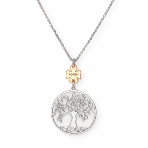 AMEN stříbrný náhrdelník strom života s andělem CLALABR3