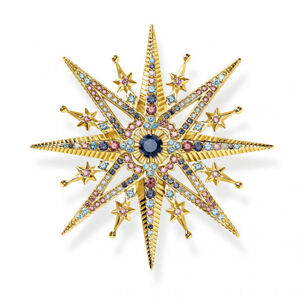 THOMAS SABO brož Star s barevnými kameny gold X0281-959-7