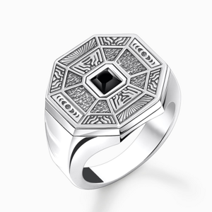 THOMAS SABO prsten Lucky charm with black onyx stříbrný TR2431-507-11
