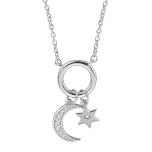 ESPRIT dámský stříbrný náhrdelník kroužek s měsícem a hvězdou ESNL02001142