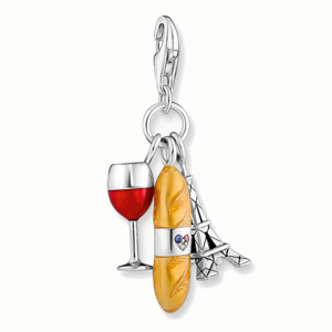 THOMAS SABO přívěsek charm Red wine glass, Eiffel Tower & baguette 2078-390-7