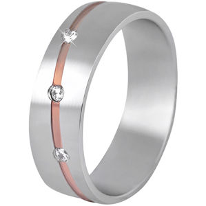Beneto Dámský bicolor snubní prsten z oceli SPD07 55 mm