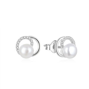 Beneto Elegantní perlové náušnice se zirkony AGUP1321PL
