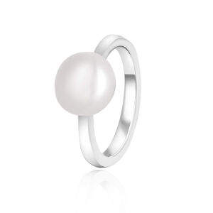 Beneto Elegantní stříbrný prsten s pravou perlou AGG29 52 mm