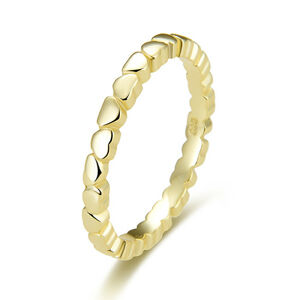 Beneto Pozlacený stříbrný prsten se srdíčky AGG344-GOLD 54 mm