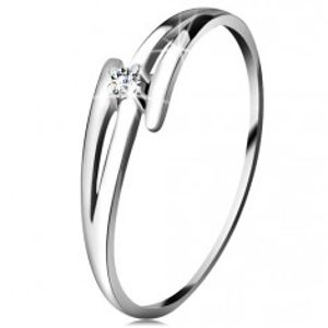 Briliantový prsten z bílého 14K zlata - rozdělená zvlněná ramena, čirý diamant BT181.23/29/503.23/27