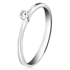 Briliantový prsten z bílého zlata 585 - třpytivý čirý diamant ve čtyřcípém kotlíku BT188.82/87