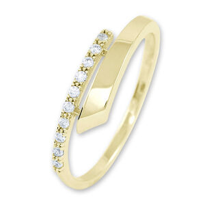 Brilio Něžný dámský prsten ze žlutého zlata s krystaly 229 001 00857 58 mm