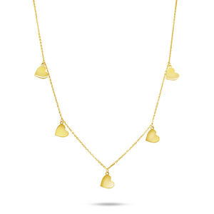 Brilio Něžný náhrdelník ze žlutého zlata se srdíčky NCL062AUY