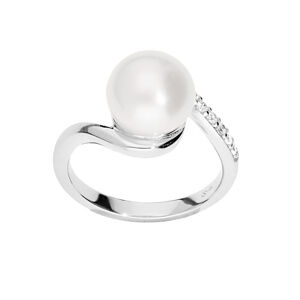 Brilio Silver Elegantní stříbrný prsten s pravou perlou SR05575A 56 mm