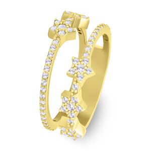 Brilio Silver Krásný pozlacený prsten s hvězdami RI095Y 56 mm