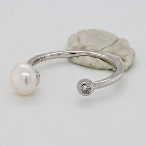Brilio Silver Něžný pozlacený prsten s pravou perlou RI103Y 60 mm