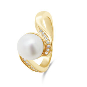 Brilio Silver Půvabný pozlacený prsten s pravou perlou RI061Y 58 mm