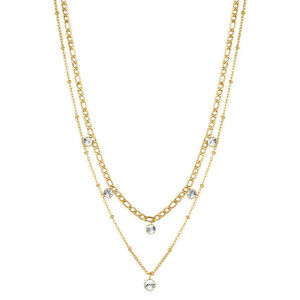 Brosway Pozlacený dvojitý náhrdelník s krystaly Symphonia BYM82