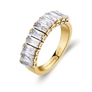 Brosway Třpytivý pozlacený prsten se zirkony Desideri BEIA002 56 mm