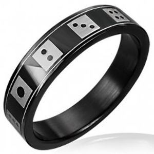 Černý ocelový prsten - hrací kostky D4.15