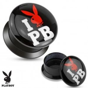 Černý šroubovací plug z akrylu - I love Playboy S69.09/14