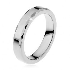 Dámský wolframový prsten se stužkovým okrajem - Velikost: 55