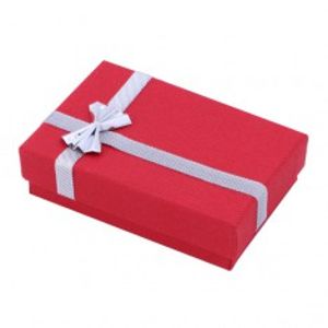 Dárková krabička na náušnice - červená se stříbrnou stuhou