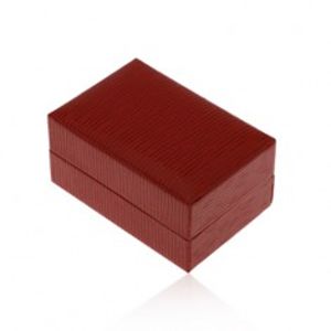 Dárková krabička na prsten nebo náušnice, tmavě červená barva, rýhy Y10.18