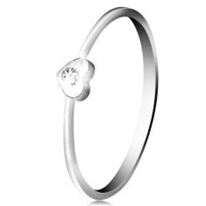 Diamantový prsten z bílého 14K zlata - srdíčko s čirým briliantem BT502.57/63