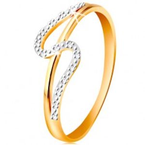 Diamantový prsten ze 14K zlata, rovné a zvlněné rameno, drobné čiré diamanty BT500.02/07