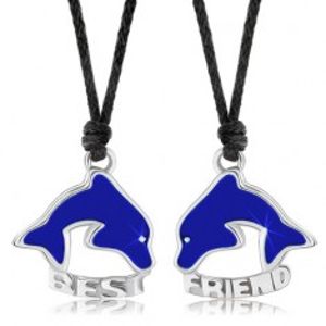 Dva náhrdelníky pro přátele, modří průhlední delfíni, BEST FRIEND S57.15