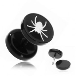 Fake piercing do ucha z akrylu - pavouk v černém kruhu AA40.03