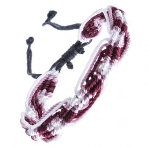 Trojbarevný pletený náramek - růžovo-bordó-bílé šňůrky Z13.12