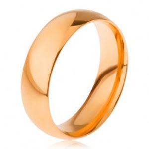 Hladký lesklý prsten z oceli 316L, zlatý odstín, 6 mm BB15.09