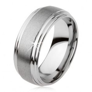 Hladký wolframový prsten, jemně vypouklý, matný povrch, stříbrná barva AB33.09