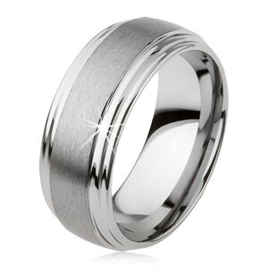 Hladký wolframový prsten, jemně vypouklý, matný povrch, stříbrná barva - Velikost: 59