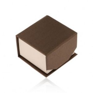 Hnědo-béžová krabička na prsten nebo náušnice, blýskavý povrch, magnet Y09.01