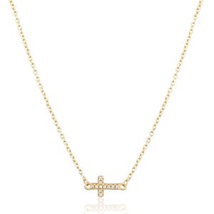 JVD Pozlacený náhrdelník Křížek se zirkony SVLN0442XH2GO45