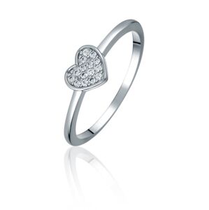 JVD Romantický stříbrný prsten se srdíčkem SVLR0980X61BI 52 mm