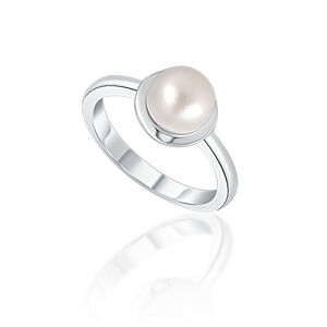 JwL Luxury Pearls Něžný stříbrný prsten s pravou bílou perlou JL0677 54 mm