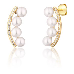 JwL Luxury Pearls Pozlacené náušnice s říčními perlami a zirkony JL0745