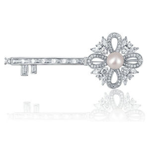 JwL Luxury Pearls Překrásná brož s perlou 2v1 ve tvaru klíče JL0663