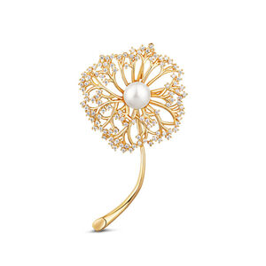 JwL Luxury Pearls Romantická pozlacená brož 2v1 s pravou bílou perlou JL0729