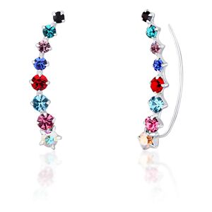 JwL Luxury Pearls Slušivé podélné náušnice s barevnými krystaly JL0742