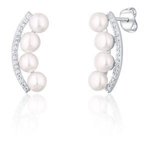 JwL Luxury Pearls Stříbrné náušnice s říčními perlami a zirkony JL0744