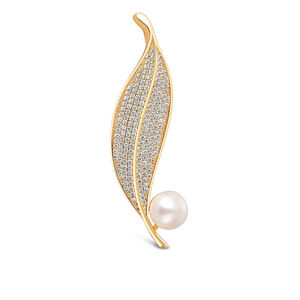 JwL Luxury Pearls Zářivá perlová brož Lísteček JL0700