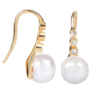 JwL Luxury Pearls Zlacené stříbrné visací náušnice s pravou perlou JL0411