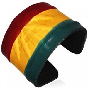 Kožený RASTA náramek - vystouplá marihuana, barvy Jamaiky Q14.19