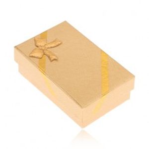 Krabička na náušnice a prsten, vzhled tkaniny zlaté barvy, mašle S88.16