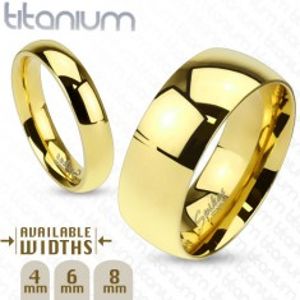 Lesklý prsten z titanu zlaté barvy s hladkým vypouklým povrchem, 6 mm M07.03