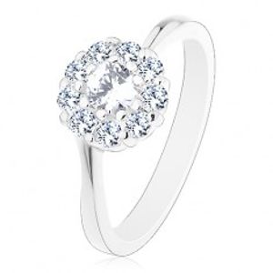 Lesklý prsten ve stříbrném odstínu, zářivý čirý zirkonový kvítek R43.17