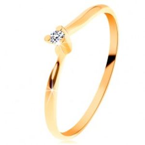 Blýskavý prsten ze žlutého 14K zlata - čirý broušený diamant, tenká ramena BT153.23/30
