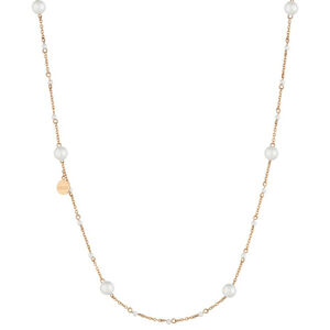 Liu Jo Růžově zlacený ocelový náhrdelník s perličkami LJ1506
